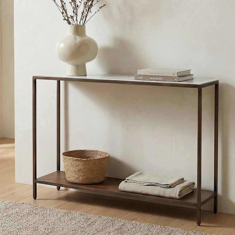 Bottego Console Table Antique Copper