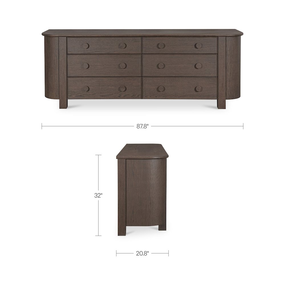 Loren 6 Drawer Dresser Dark Brown