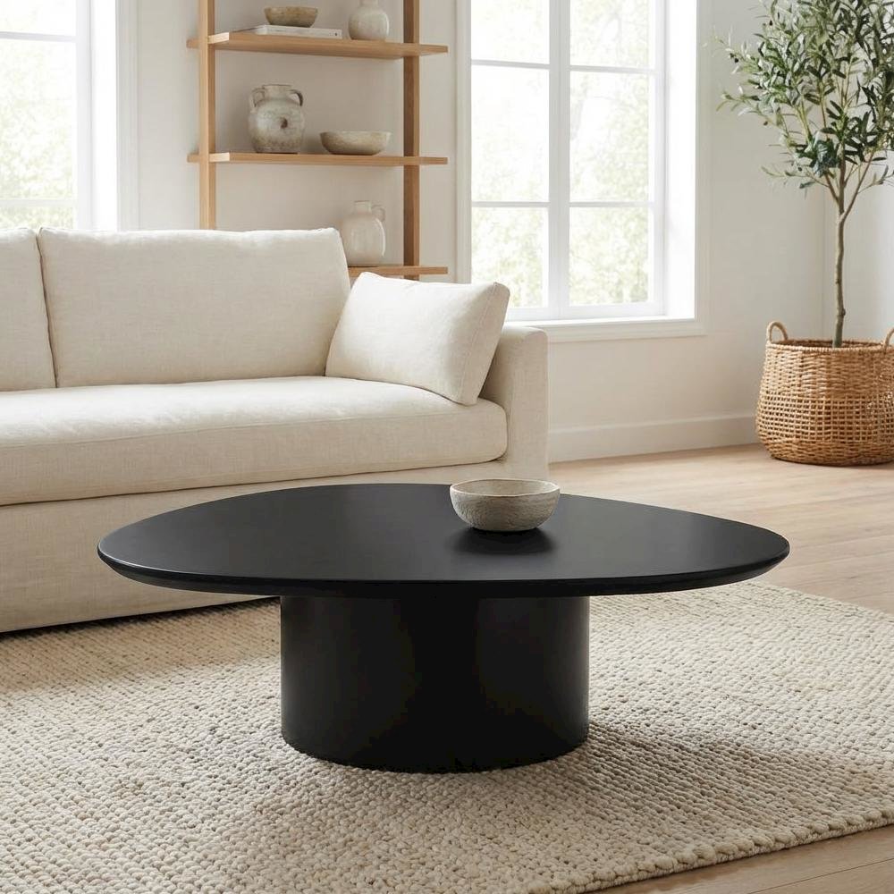 Black High-Gloss Coffee Table with Metal Hardware and Modern MDF Frame