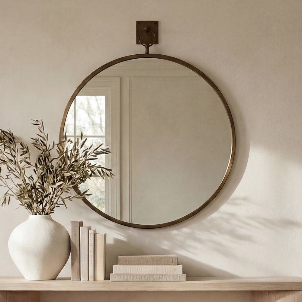 Cameo Mirror Aged Brass
