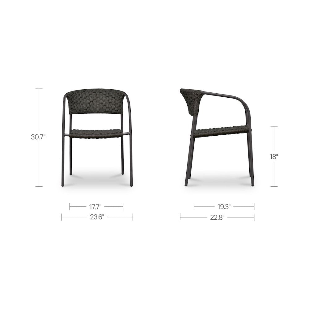 Zola Outdoor Dining Chair Dark Brown-Set of Two
