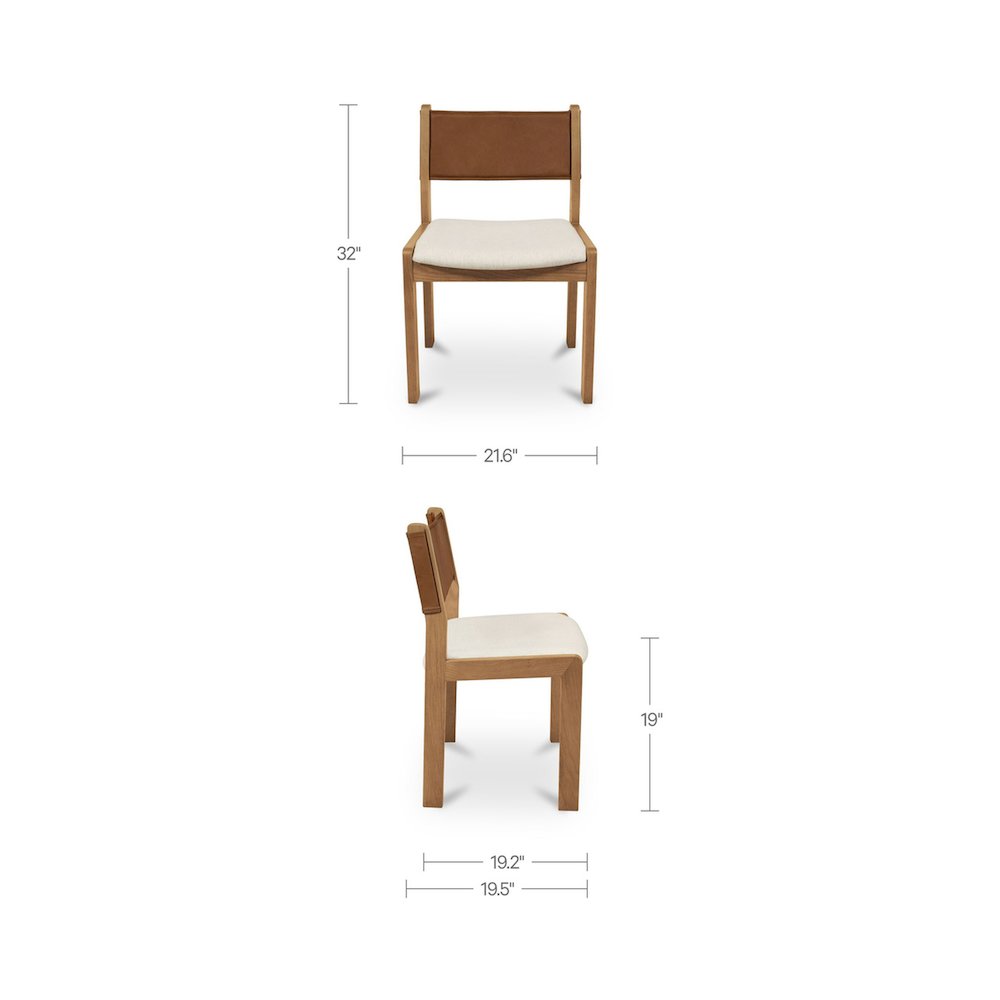 Carol Dining Chair Tan Leather Set of Two