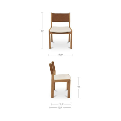 Carol Dining Chair Tan Leather Set of Two