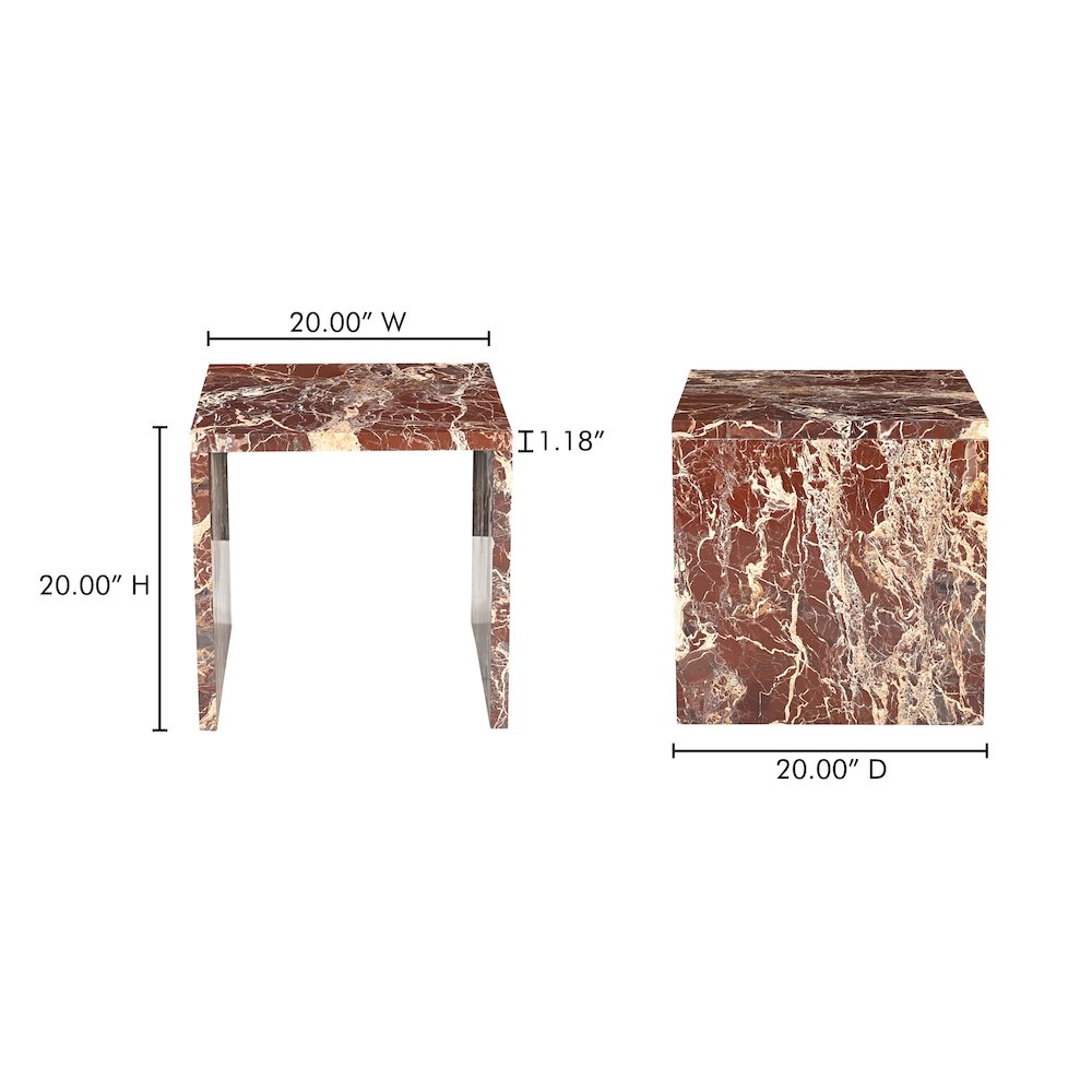 Rosa Accent Table Rosso Levanto Marble
