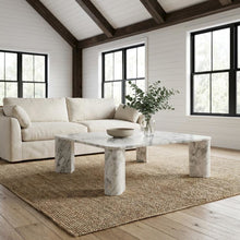 Gray Marble Coffee Table with Metal Frame and Handmade Composite Wood Top