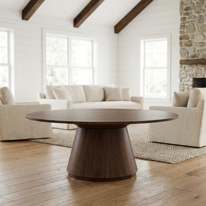 Brown Walnut Veneer Coffee Table with Semi-Gloss Finish and Metal Hardware