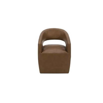 Barrow Rolling Dining Chair Tan Leather