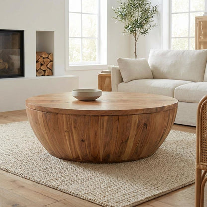 Brown Rustic Coffee Table, Lift-Top Storage Solid Acacia Wood
