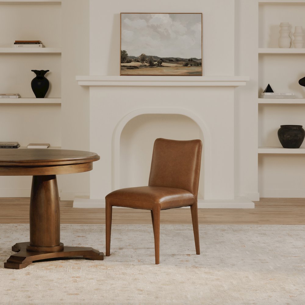 Calla Dining Chair Brown Leather - Set of Two