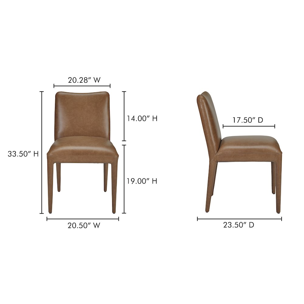 Calla Dining Chair Brown Leather - Set of Two