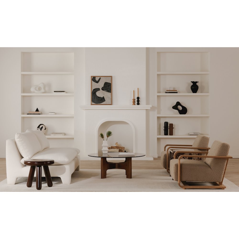Eckersley Lounge Chair Beige Faux Shearling