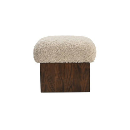 Serge Ottoman Cream Faux Shearling