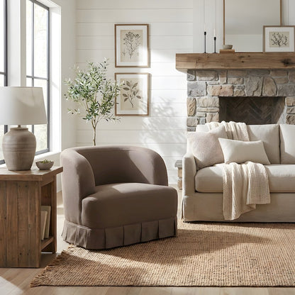 Fabric Upholstered Swivel Accent Chair with Contemporary Style for Living Room