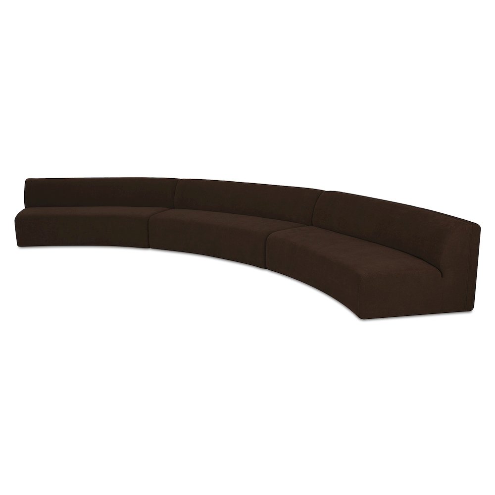 Naomi 3 Piece Concave Modular Sectional Dark Brown