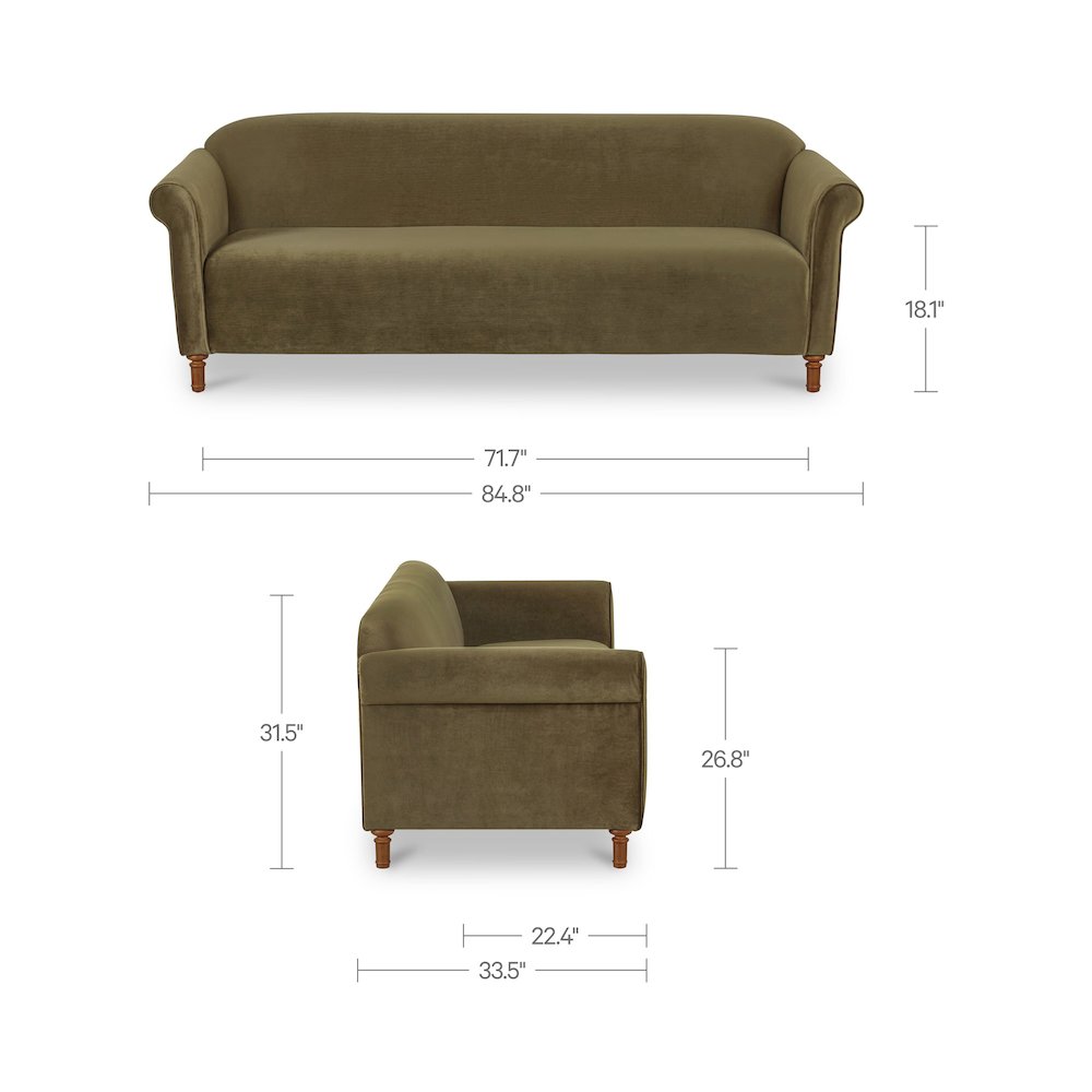 Harmony Sofa Dark Green Faux Mohair