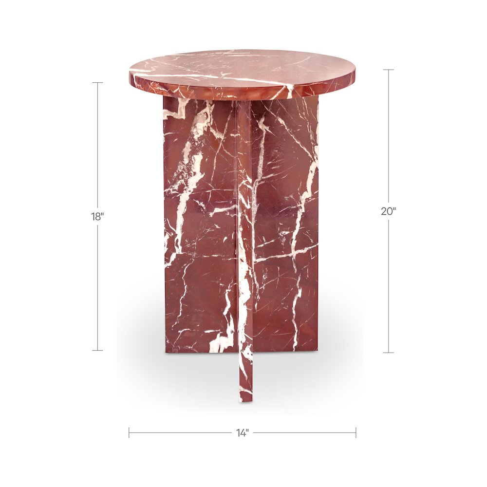 Grace Accent Table Rosso Levante Marble