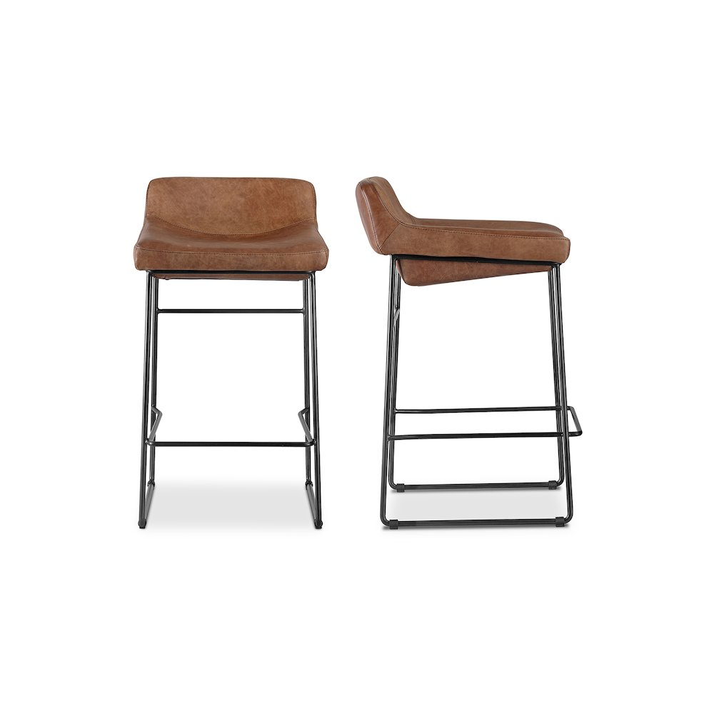Starlet Counter Stool Open Road Brown Leather - Set of Two
