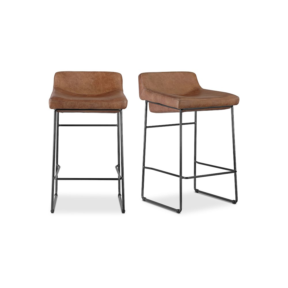 Starlet Counter Stool Open Road Brown Leather - Set of Two