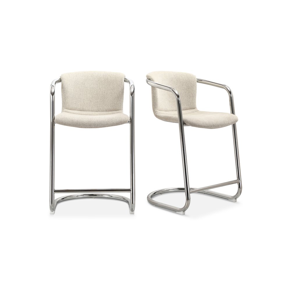 Freeman Chrome Frame Counter Stool Blended Cream - Set of Two