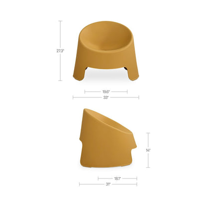 Nolla Outdoor Accent Chair Yellow-Set of Two