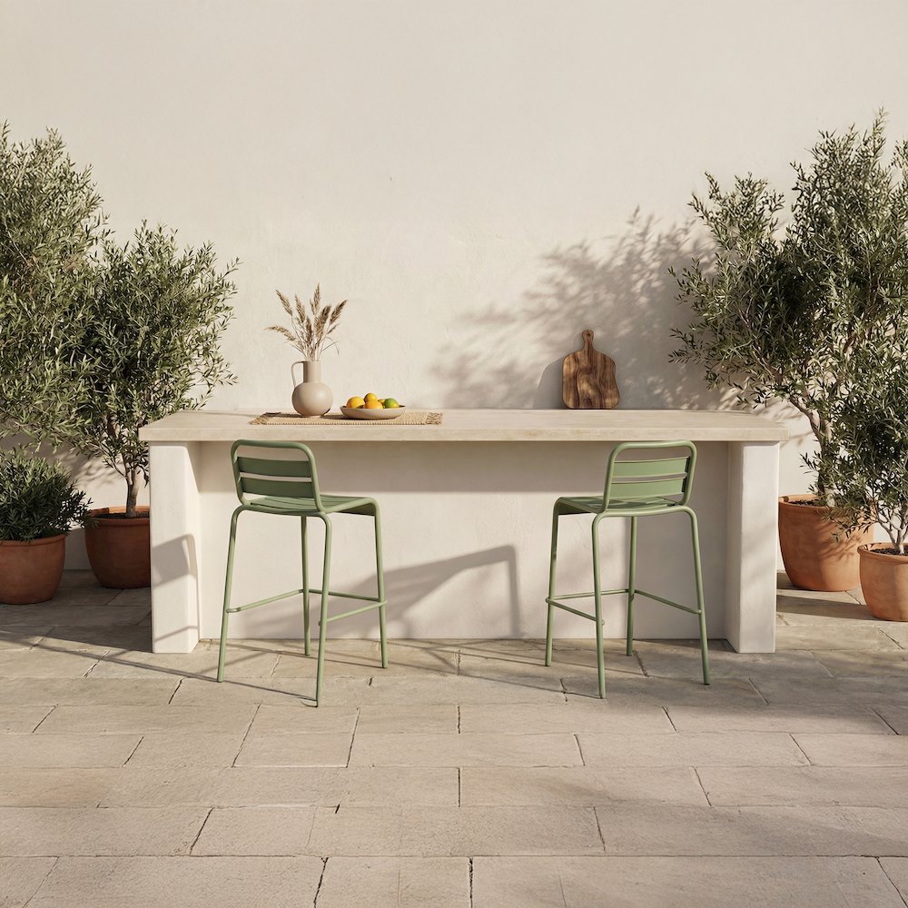 Kade Outdoor Bar Stool Green-Set of Two