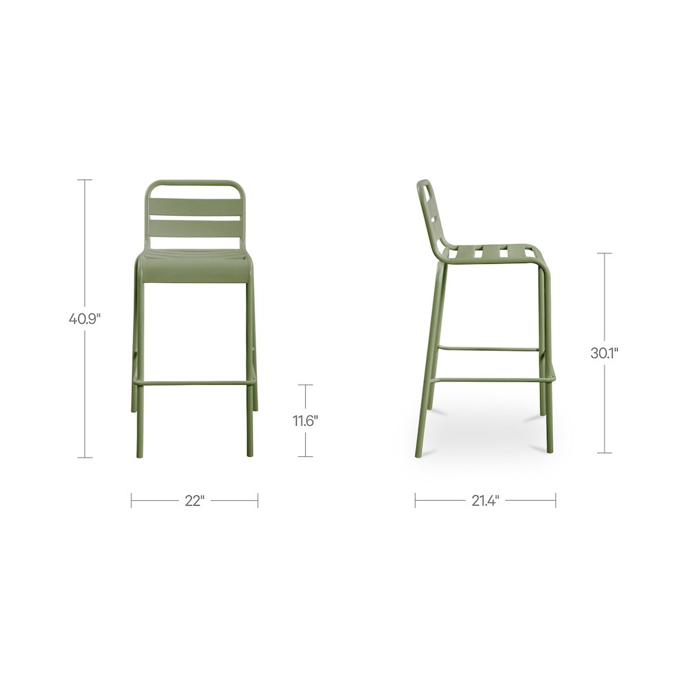 Kade Outdoor Bar Stool Green-Set of Two