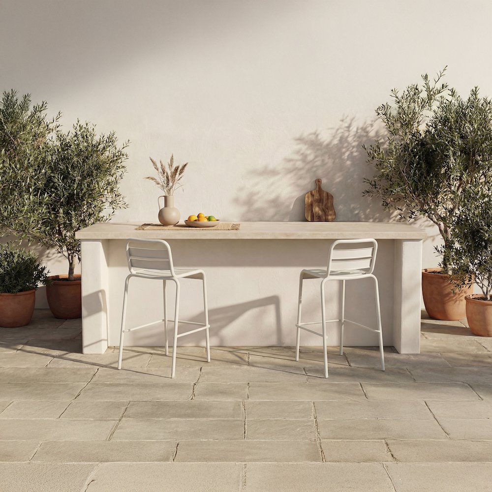 Kade Outdoor Bar Stool White-Set of Two