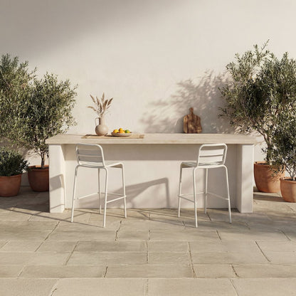 Kade Outdoor Bar Stool White-Set of Two