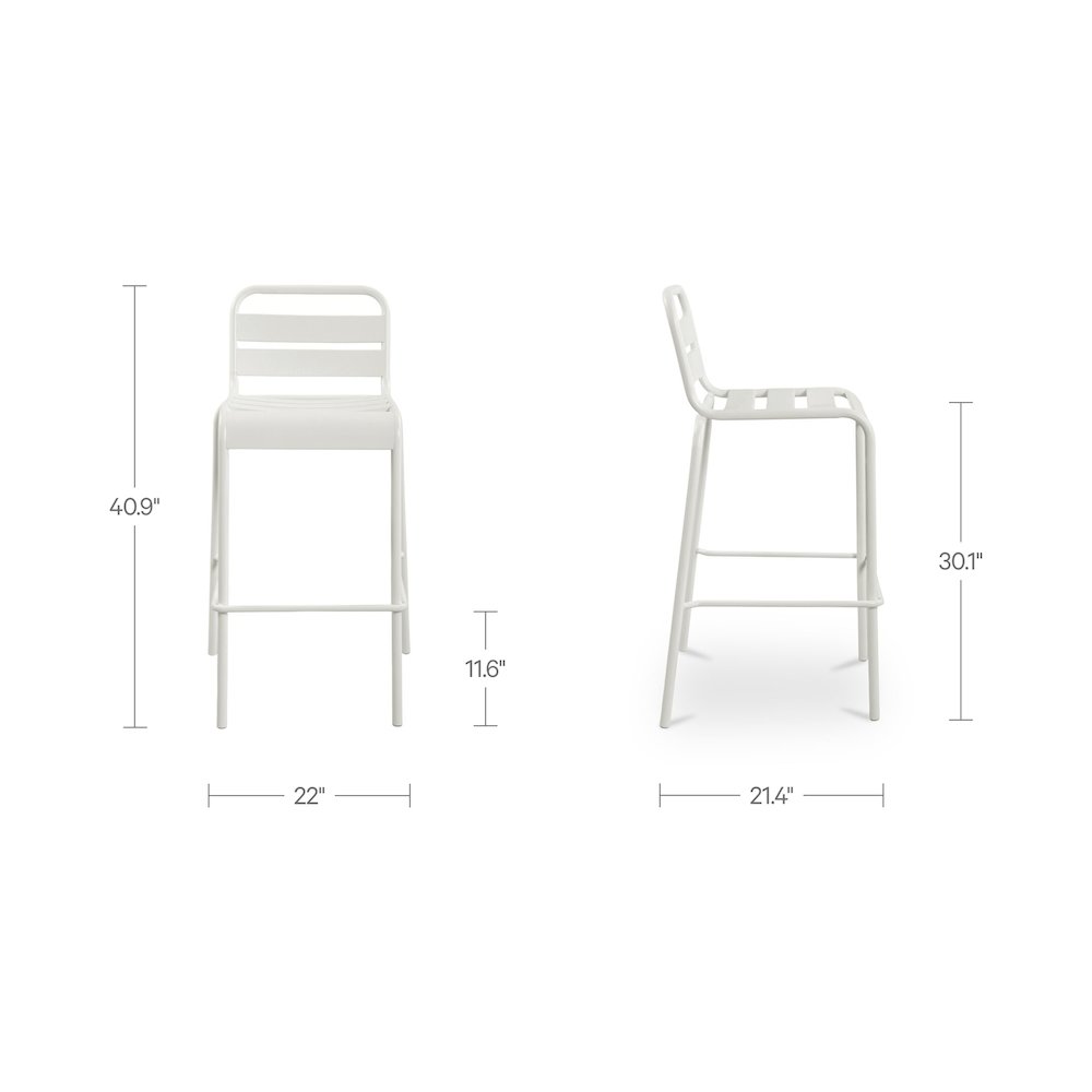 Kade Outdoor Bar Stool White-Set of Two