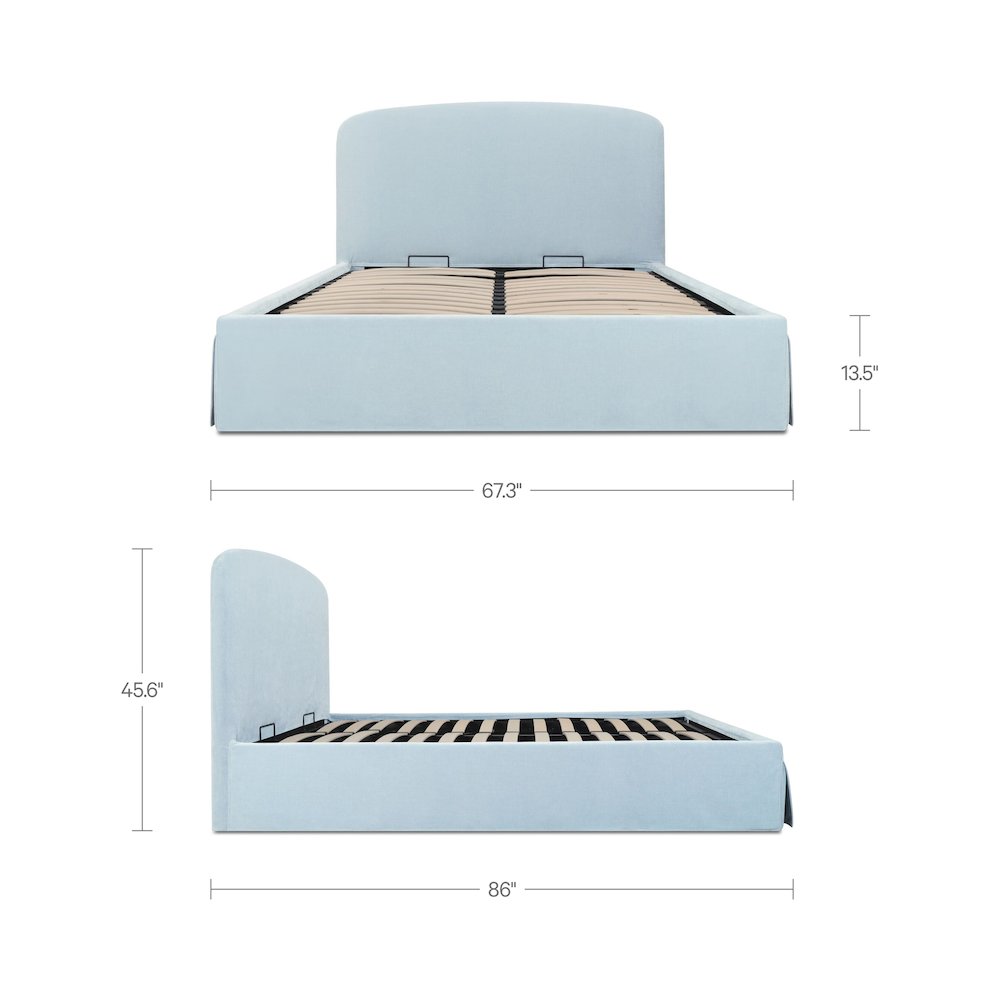 Joan Queen Storage Bed Light Blue
