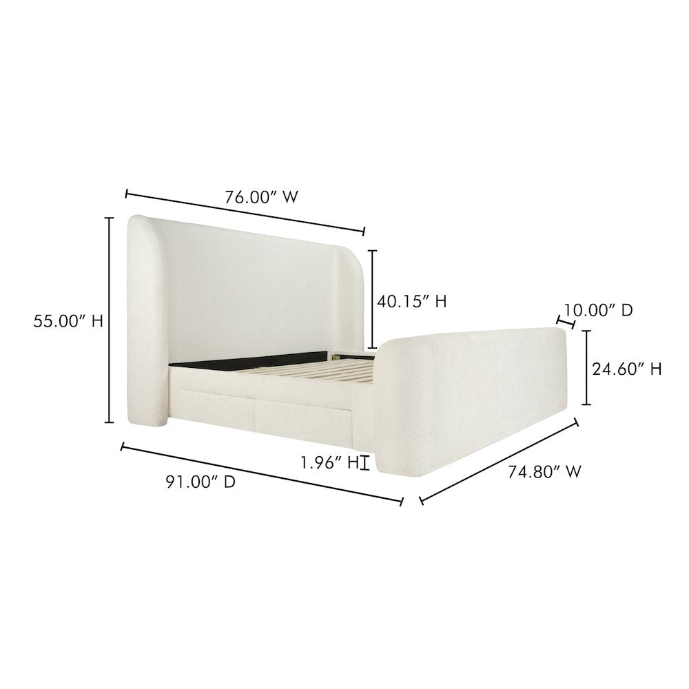 Sophia Queen Storage Bed Cream