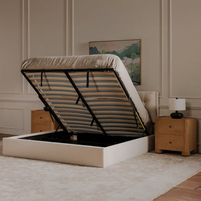 Sebastion Queen Storage Bed Cream