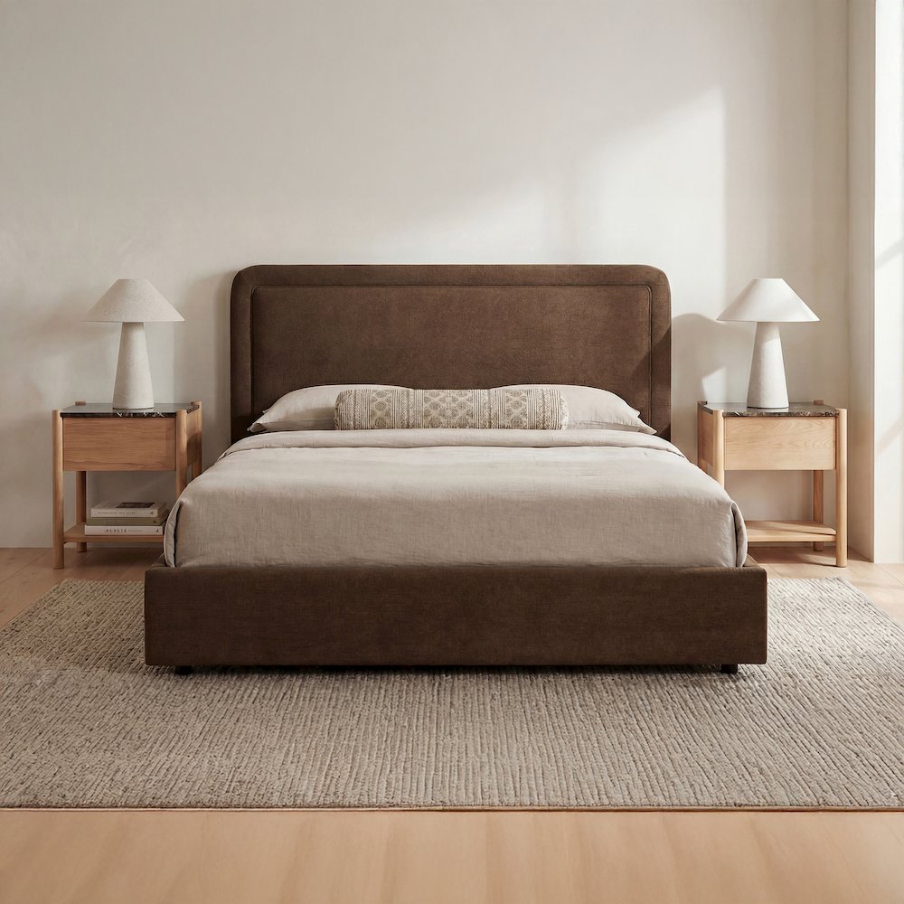 Simon Queen Storage Bed Brown