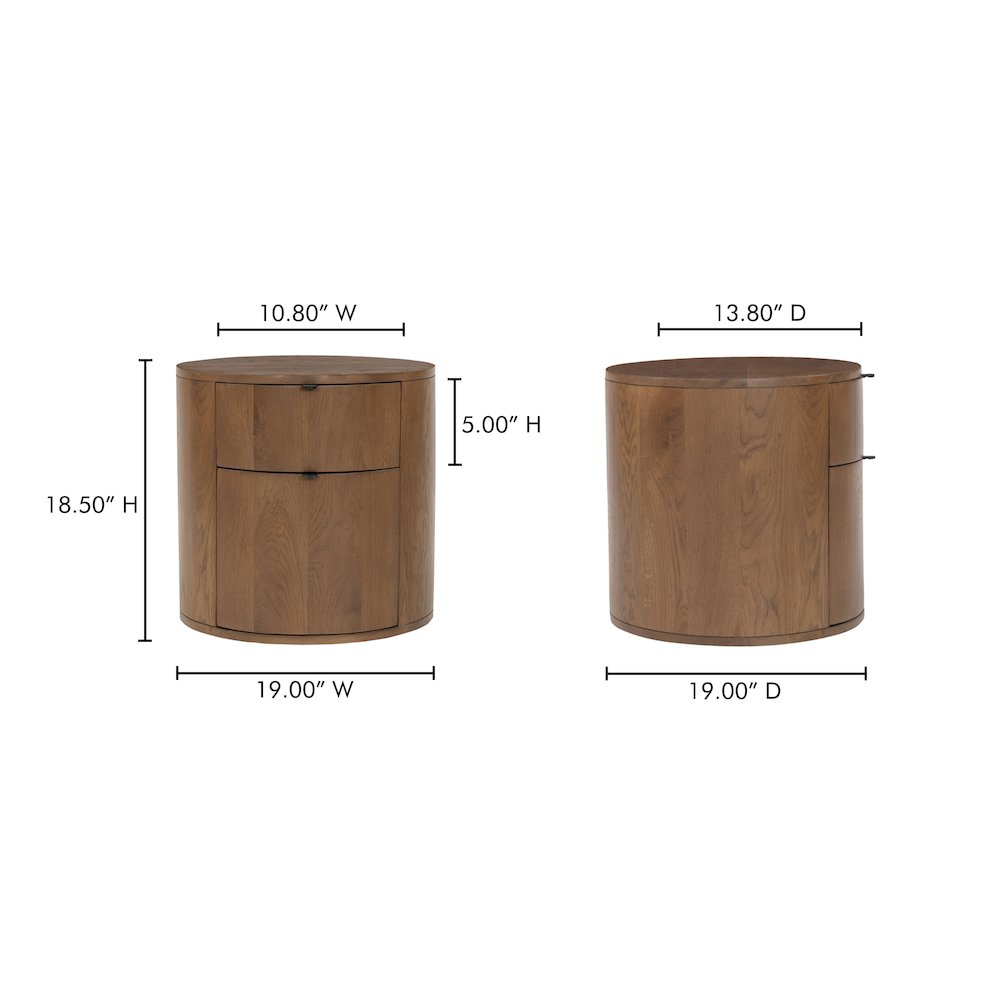 Theo 2 Drawer Nightstand Brown