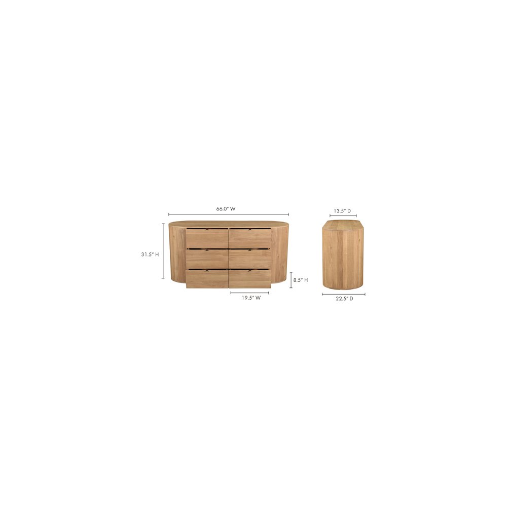 Theo 6 Drawer Dresser Natural
