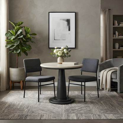 Concrete Outdoor Cafe Dining Table with Hand-Painted Tile-Look Top, Patio