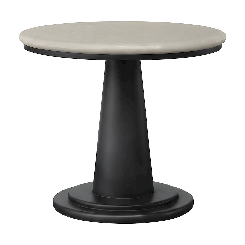 Concrete Outdoor Cafe Dining Table with Hand-Painted Tile-Look Top, Patio