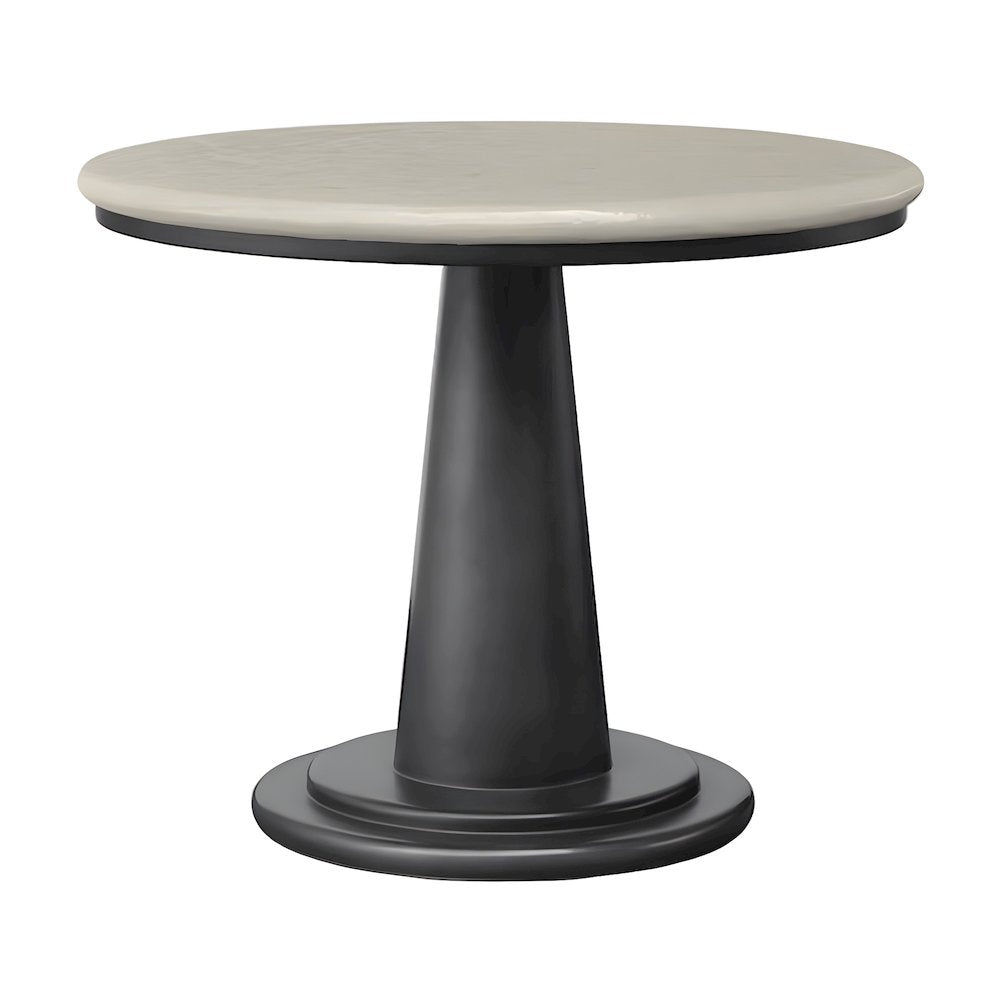 Concrete Outdoor Cafe Dining Table with Hand-Painted Tile-Look Top, Patio
