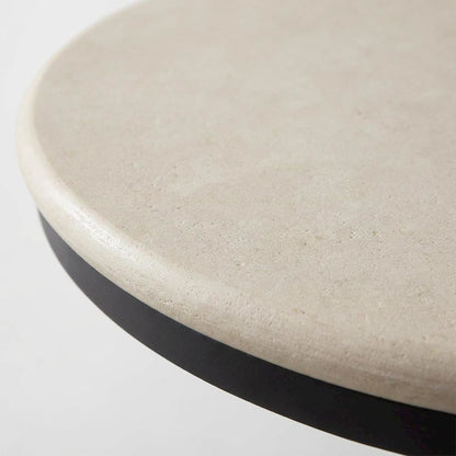 Concrete Outdoor Cafe Dining Table with Hand-Painted Tile-Look Top, Patio