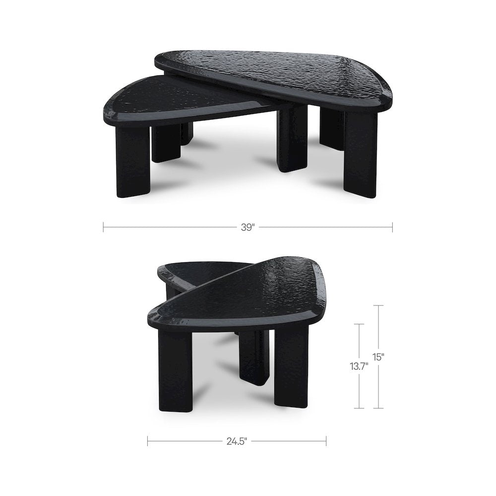 Sophie Outdoor Nesting Table Set Charcoal Lacquer
