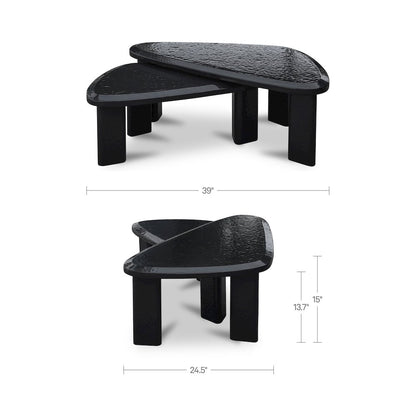 Sophie Outdoor Nesting Table Set Charcoal Lacquer