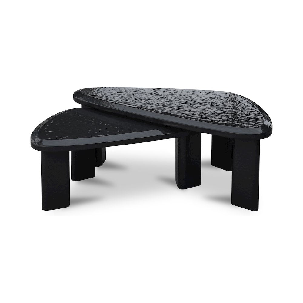 Sophie Outdoor Nesting Table Set Charcoal Lacquer
