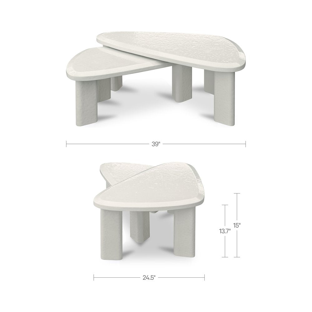 Sophie Outdoor Nesting Table Set Cream Lacquer