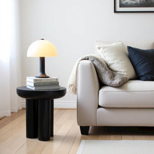 Black Concrete Side Table with Iron Frame – Modern Accent Table Design