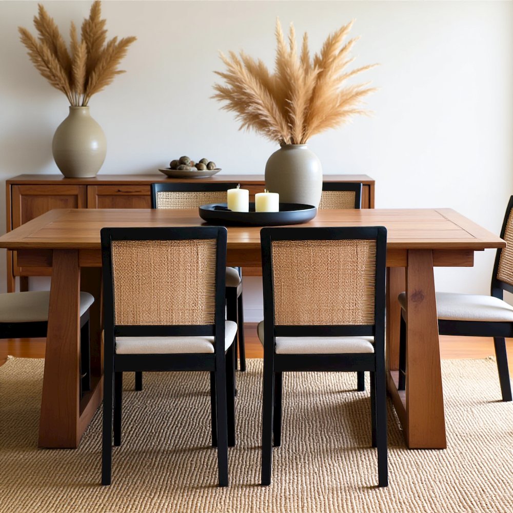 Black Dining Chairs Set of 2, Modern Chairs Dining Table with Cotton Upholstery