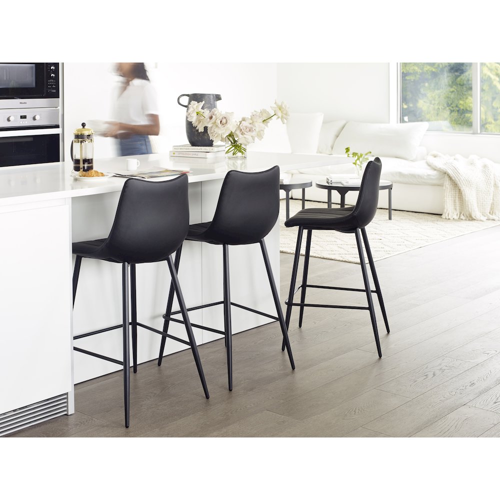 Alibi Counter Stool Matte Black - Set of Two