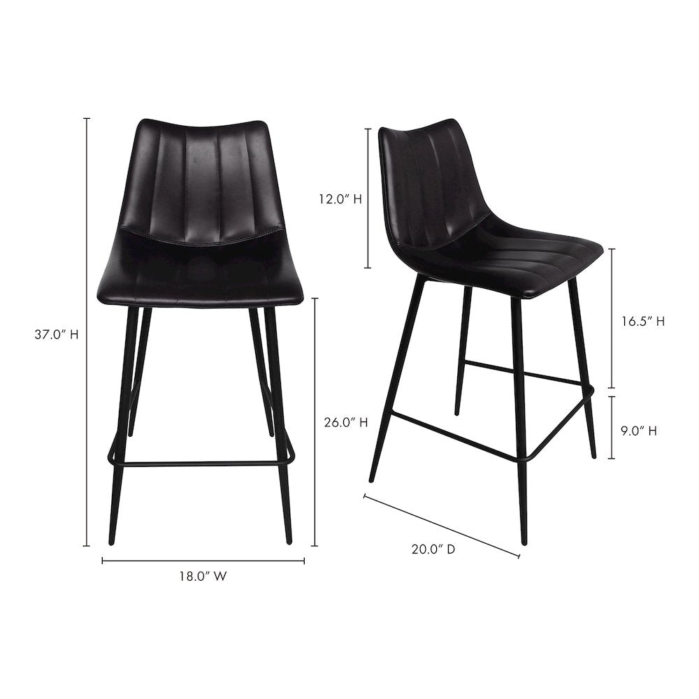 Alibi Counter Stool Matte Black - Set of Two