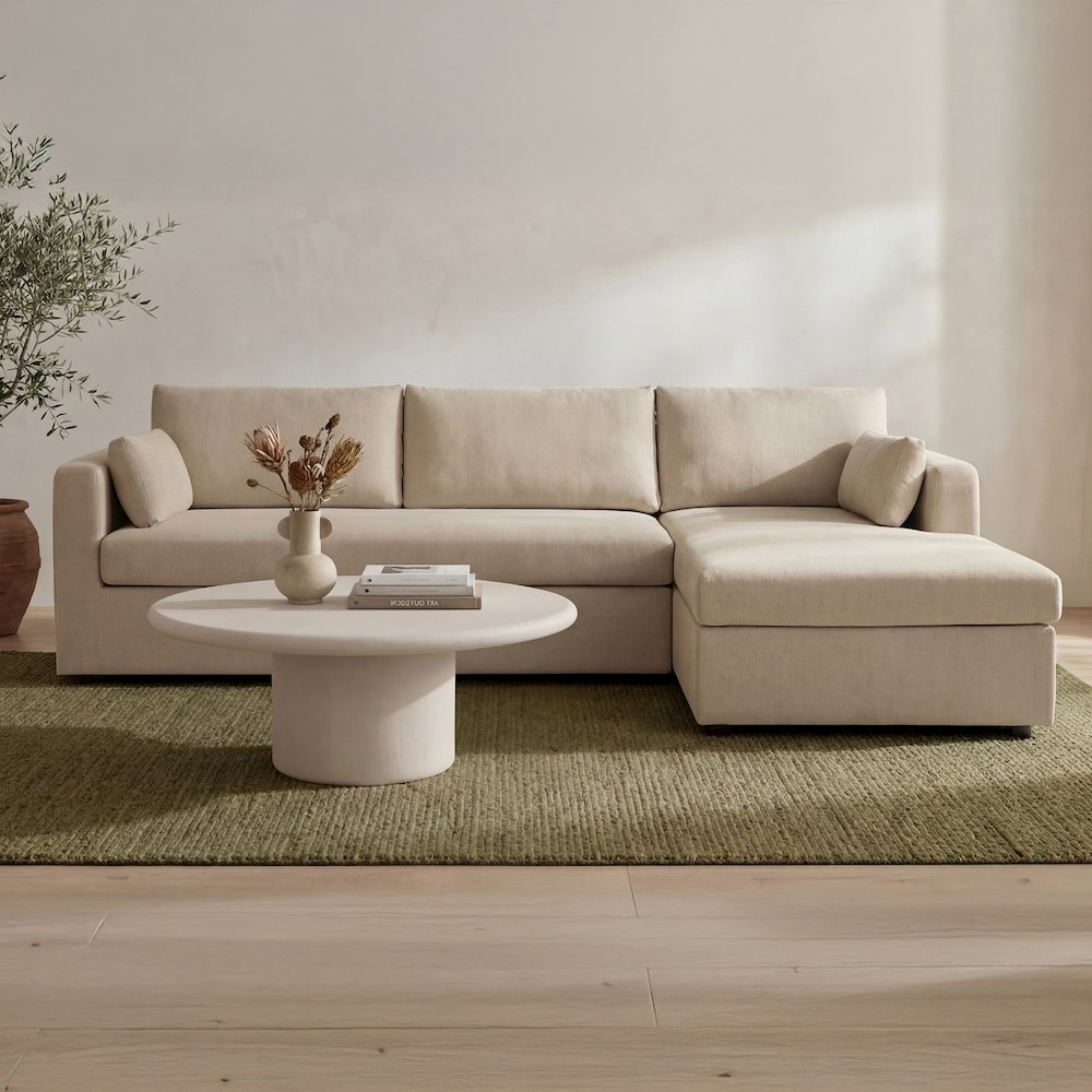 Burrow Sleeper Sectional With Storage Chaise Sand Right