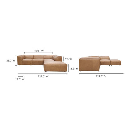 Form Classic L-Shaped Modular Sectional Sonoran Tan Leather