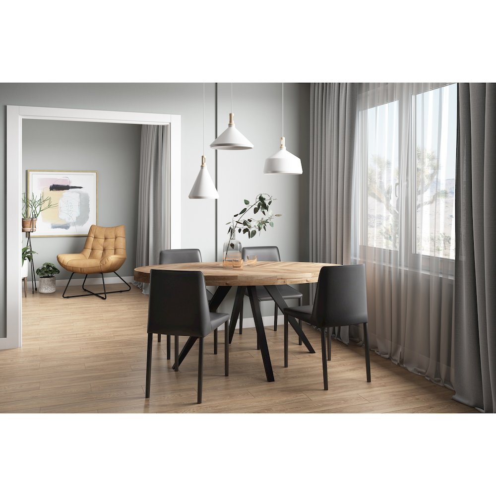 Nora Dining Chair Black Vegan Leather - Set of Two